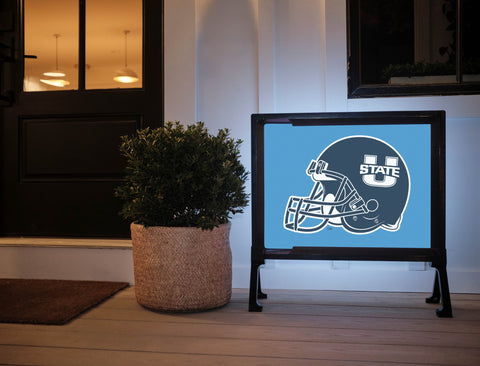 USU Helmet Light Blue Yardsy Sign