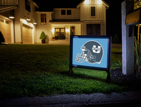 USU Helmet Light Blue Yardsy Sign