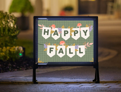 Happy Fall Garland Green Yardsy Sign