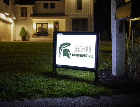 Michigan State MSU Spartan White Yardsy Sign