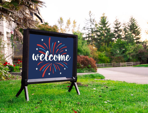 Welcome Patriotic Fireworks Yardsy Sign