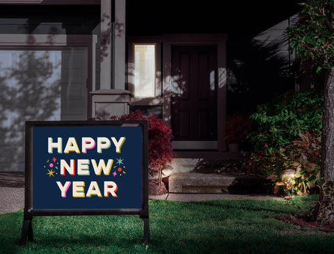 Happy New Year Multicolor Yardsy Sign