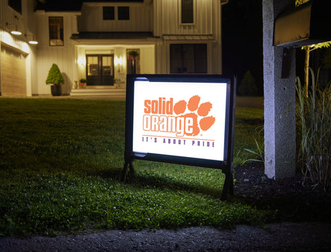 Clemson Solid Orange Mark White Yardsy Sign