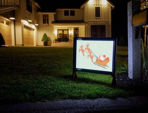Santa And His Reindeer Yardsy Sign