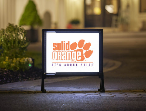 Clemson Solid Orange Mark White Yardsy Sign