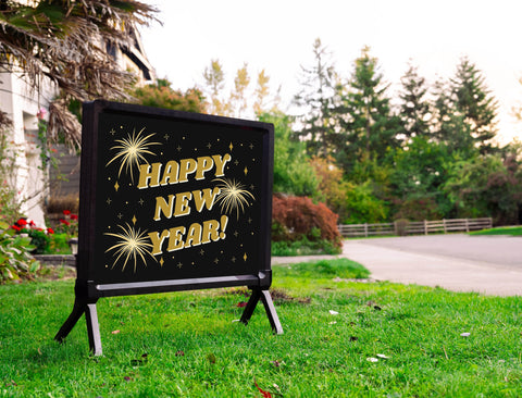 Happy New Year Fireworks Yardsy Sign