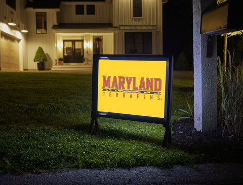 Maryland Terrapins Wordmark Yellow Yardsy Sign