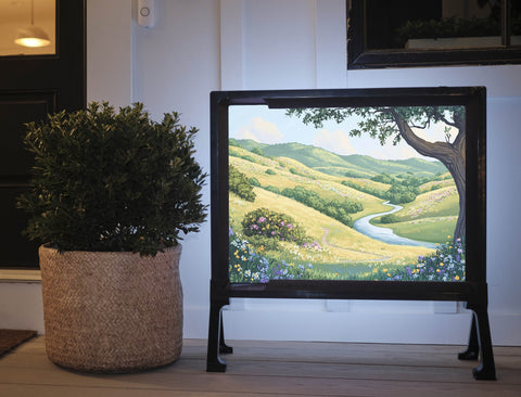 Rolling Hills Blooming River Landscape Yardsy Sign