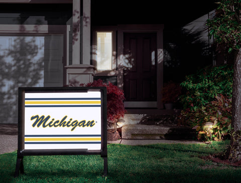 Michigan Script White Yardsy Sign