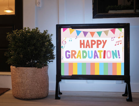 Musical Rainbow Graduation Yardsy Sign