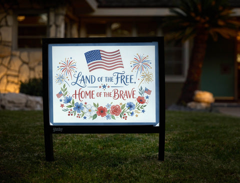 Land Of The Free Floral Yardsy Sign yard sign