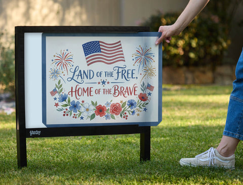 Land Of The Free Floral Yardsy Sign yard sign