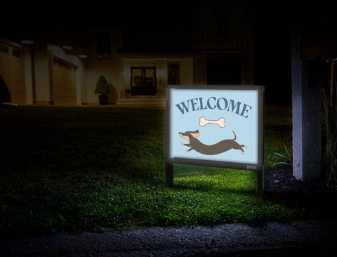 Leaping Dog Welcome Yardsy Sign Mailbox