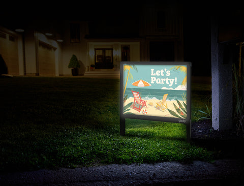 Lets Party Beach Party Retro Yardsy Sign Mailbox.Jpg