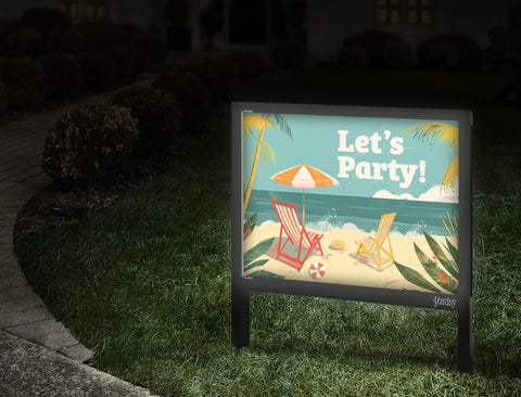 Lets Party Beach Party Retro Yardsy Sign Walkway.Jpg