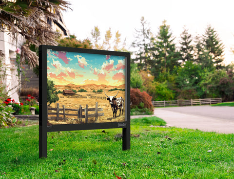Lonely Longhorn Country Landscape Yard Sign Yard