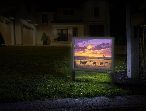 Longhorns At Sunset Landscape Yard Sign Mailbox
