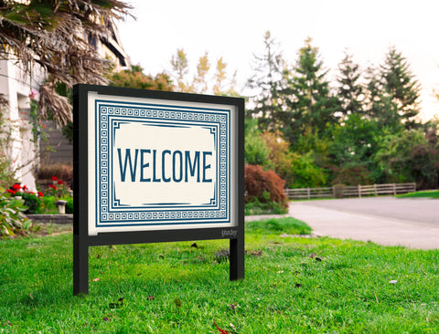 Luxe Welcome Blue Yardsy Sign Yard.Jpg