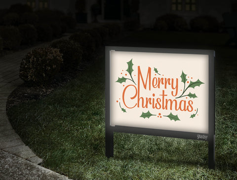 Merry Christmas Holly Yardsy Sign Walkway.Jpg