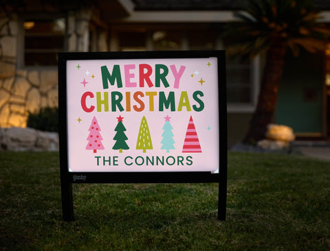 Merry Christmas Playful Trees Custom Yardsy Sign yard sign