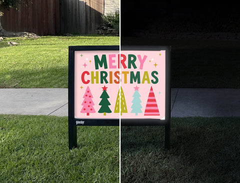 Merry Christmas Playful Trees Yardsy Sign yard sign