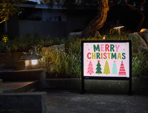 Merry Christmas Playful Trees Yardsy Sign yard sign