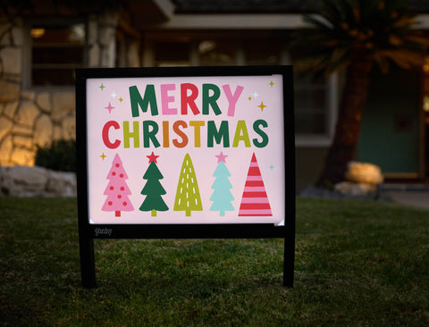 Merry Christmas Playful Trees Yardsy Sign yard sign
