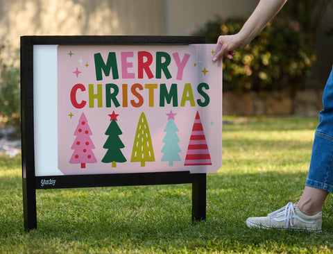 Merry Christmas Playful Trees Yardsy Sign yard sign