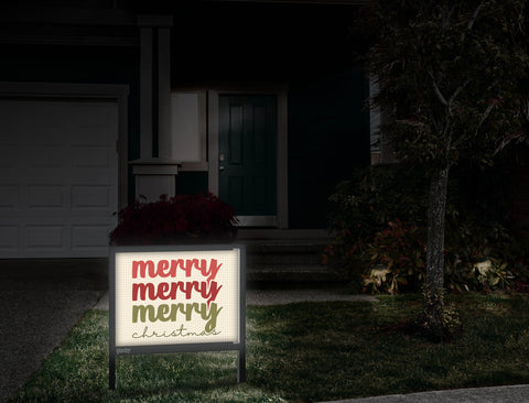 Merry Merry Merry Christmas Yardsy Sign Front Door