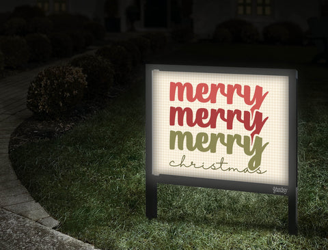 Merry Merry Merry Christmas Yardsy Sign Walkway