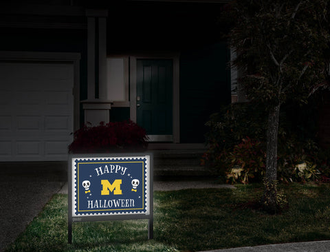 Michigan Happy Halloween Skulls Yardsy Sign