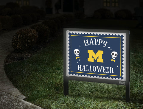 Michigan Happy Halloween Skulls Yardsy Sign V2 Walkway