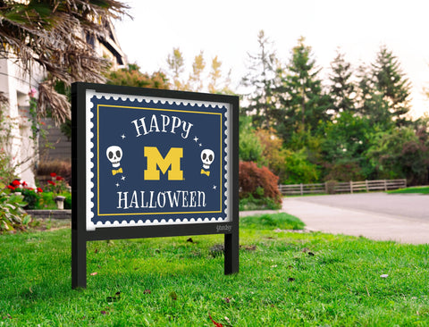 Michigan Happy Halloween Skulls Yardsy Sign V2 Yard