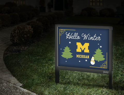 Michigan Hello Winter Yardsy Sign V2 Walkway