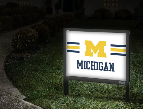 Michigan Maize M White Yardsy Sign Walkway