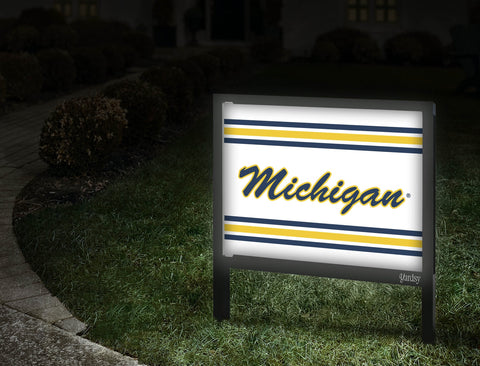 Michigan Script White Yardsy Sign Walkway