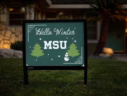 Michigan State Hello Winter Yardsy Sign yard sign
