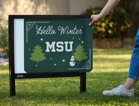 Michigan State Hello Winter Yardsy Sign yard sign
