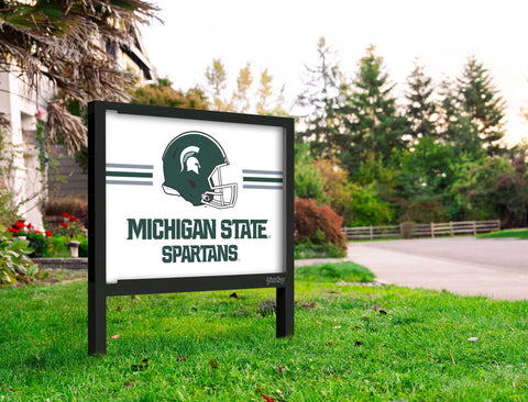 Michigan State Spartans Helmet Stripes White Yardsy Sign Yard