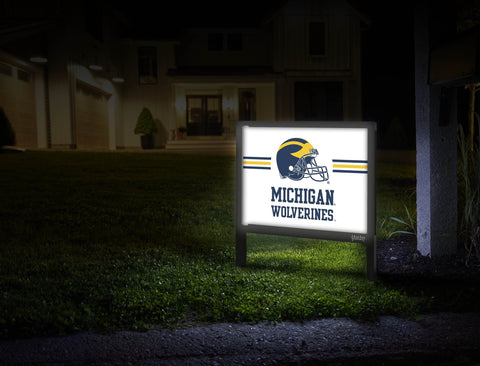 Michigan Wolverines Helmet White Yardsy Sign