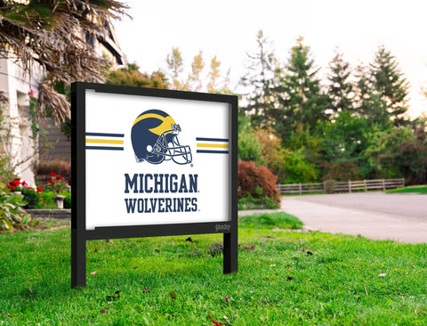 Michigan Wolverines Helmet White Yardsy Sign