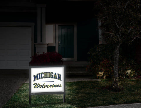 Michigan Wolverines Script White Yardsy Sign