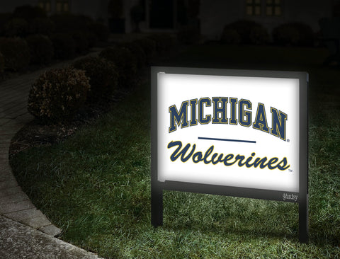 Michigan Wolverines Script White Yardsy Sign Walkway