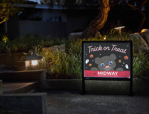 Midway District Halloween Trick Or Treat Yardsy Sign yard sign