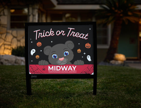 Midway District Halloween Trick Or Treat Yardsy Sign yard sign