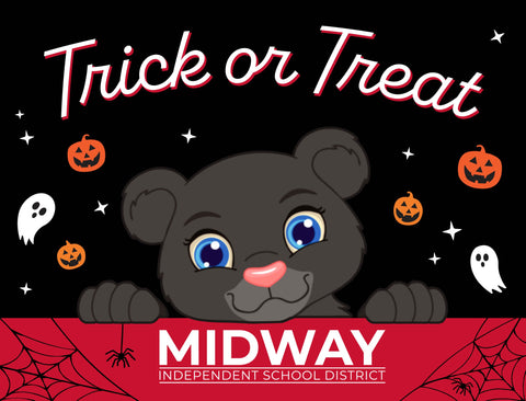 Midway District Halloween Trick Or Treat Yardsy Sign yard sign