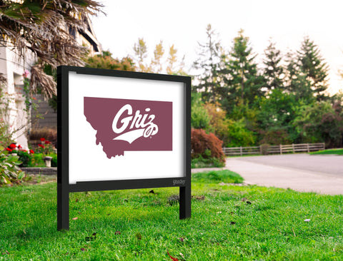 Montana State Griz White Yardsy Sign