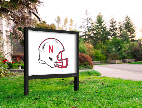 Nebraska Helmet White Yardsy Sign