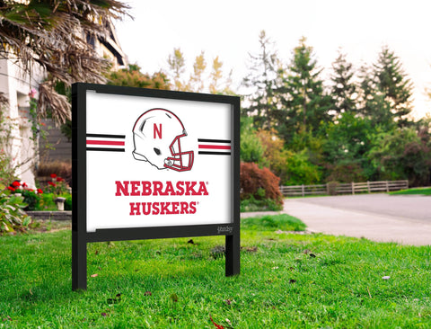 Nebraska Huskers Helmet White Yardsy Sign Yard