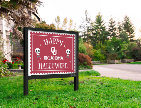Oklahoma Happy Halloween Skulls Yardsy Sign